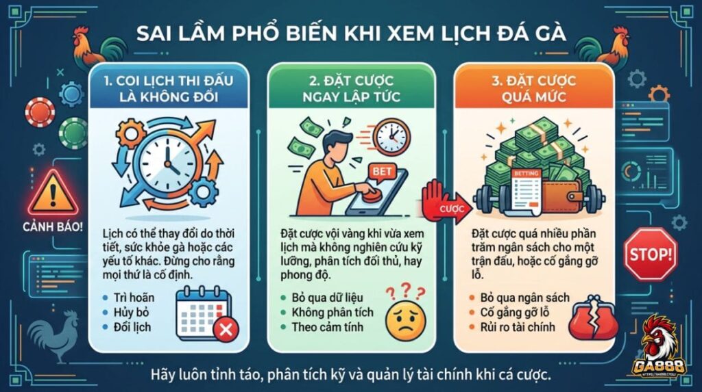 Sai lầm phổ biến khi xem lịch đá gà tại GA888
