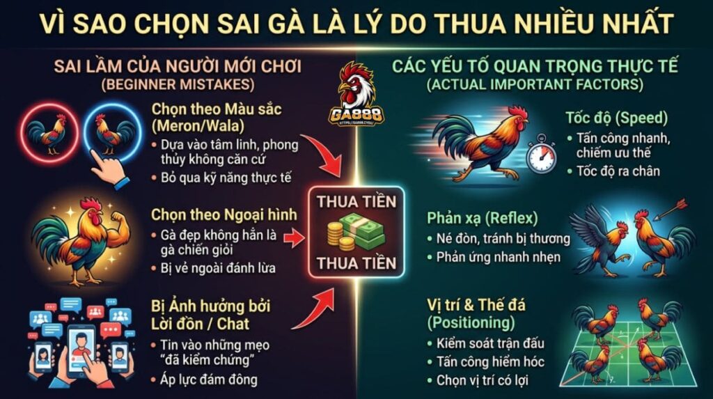 Vì sao chọn sai gà là lý do thua nhiều nhất GA888