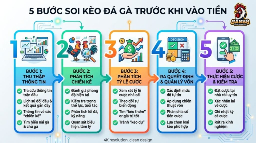 5 bước soi kèo đá gà trước khi vào tiền